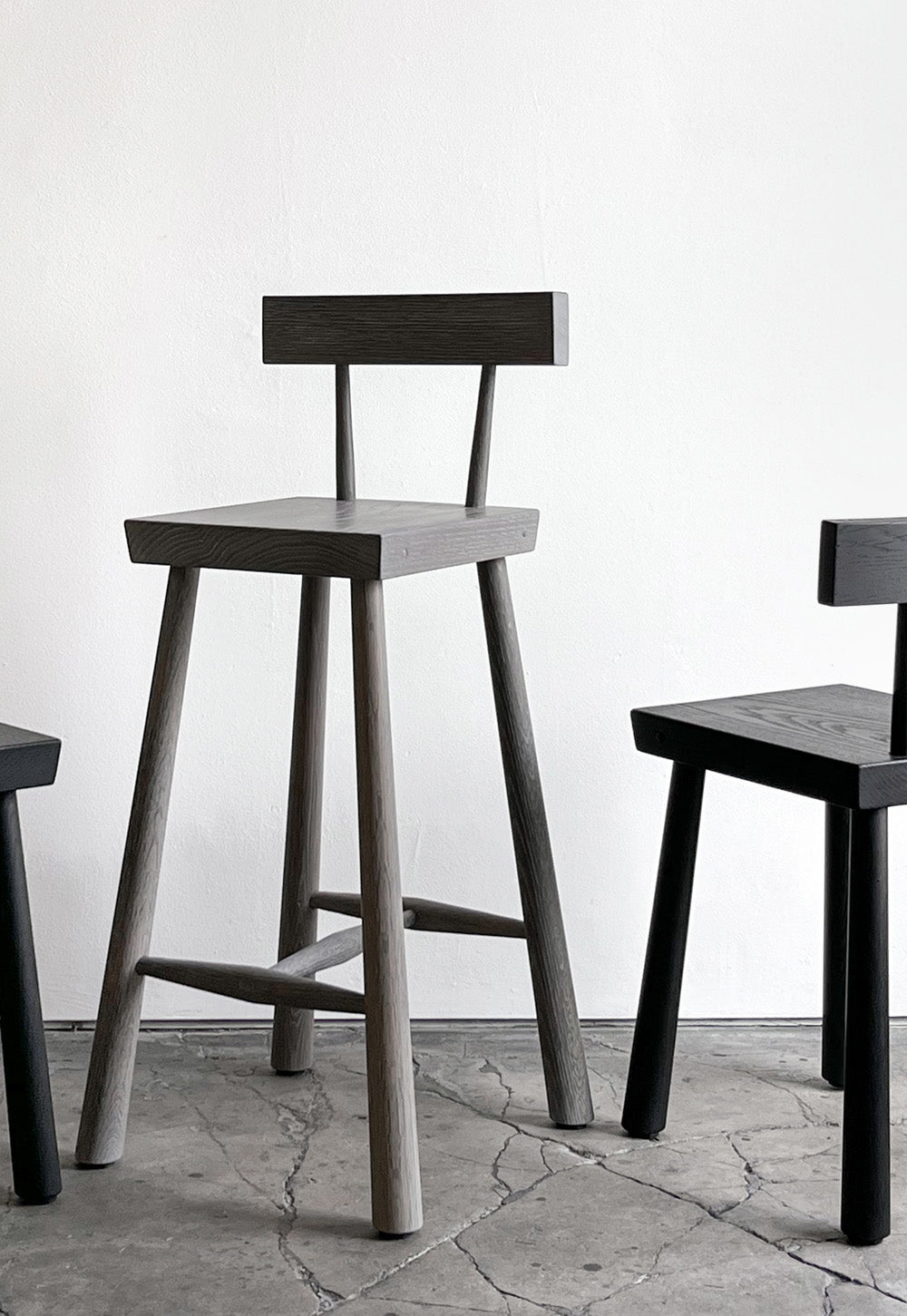 Low Rung Stool with Back